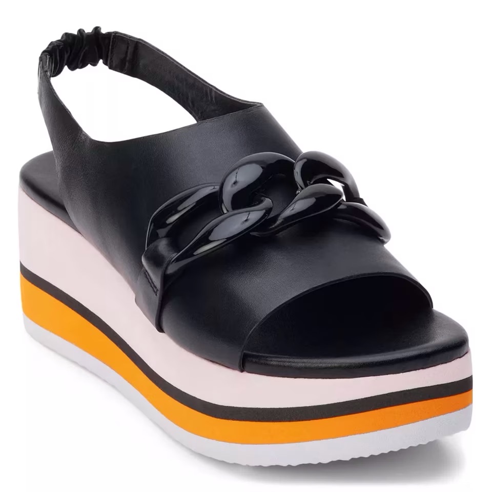 Matisse Black Platform Sandals With Chain Detail